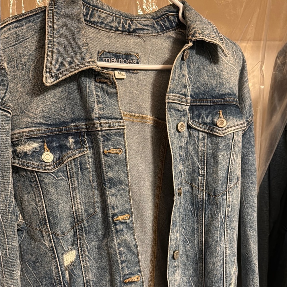 Maurices Distressed Blue Denim Jacket
